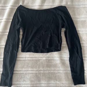 wild fable off the shoulder cropped long sleeve top